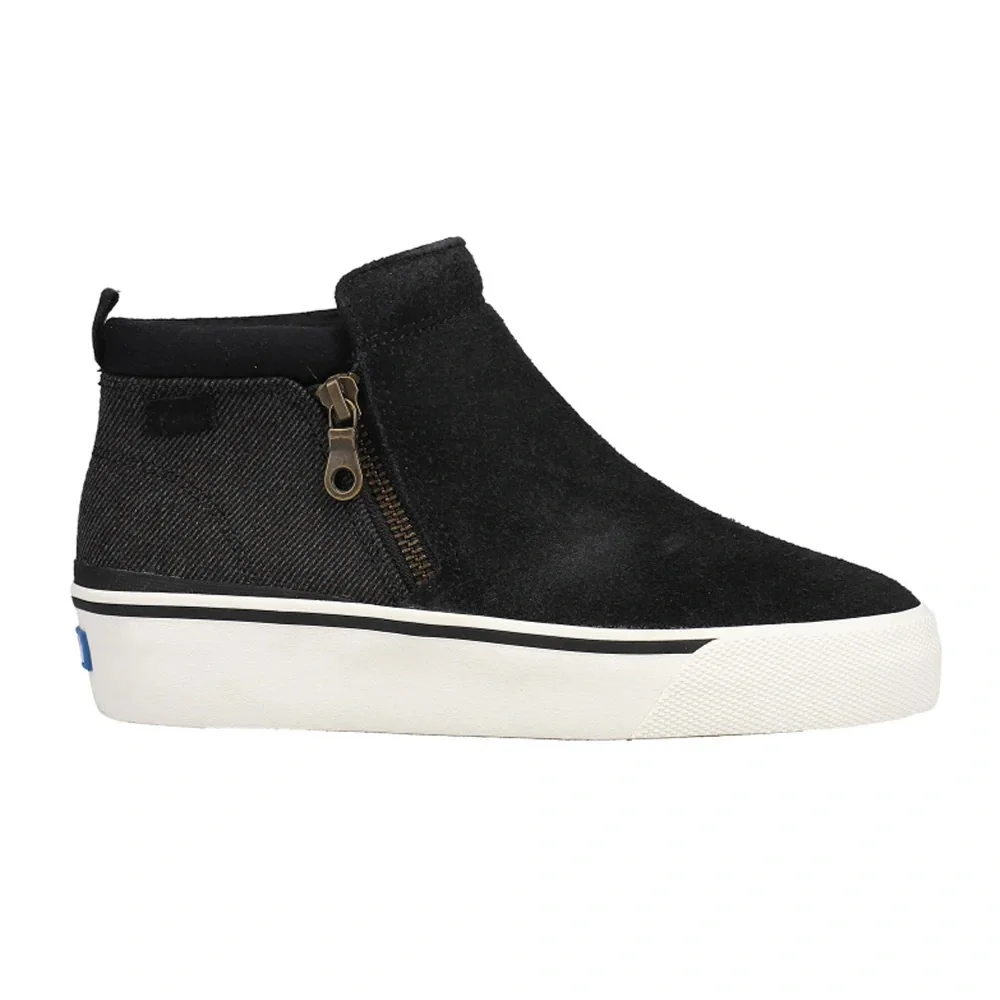 Keds‎ women’s size 8.5 black suede leather and tweed Cooper Slip On Sneakers